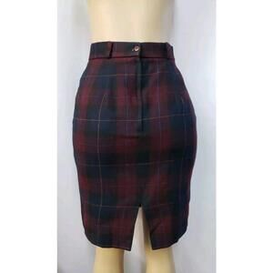 YESSICA Vintage Womens Pencil Skirt Size 12 Wool Blend Burgundy red #CB2